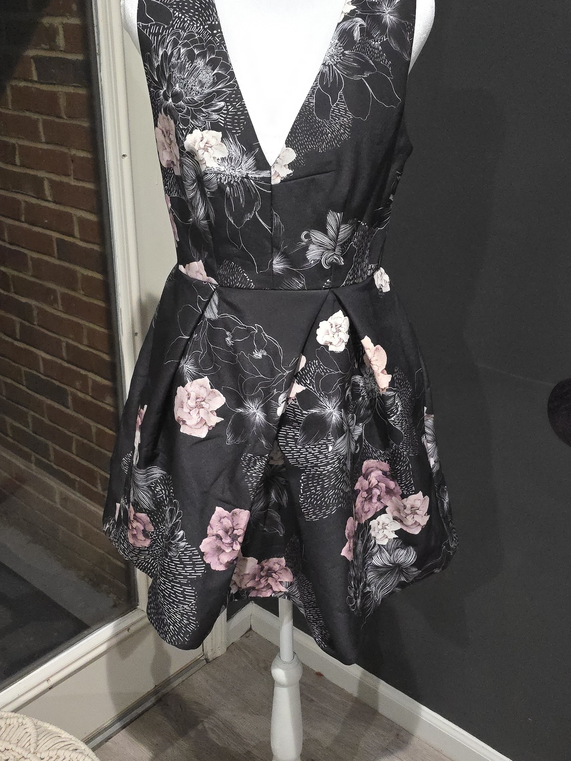 Keepsake The Label Black Mini Dress With Pink Floral Print